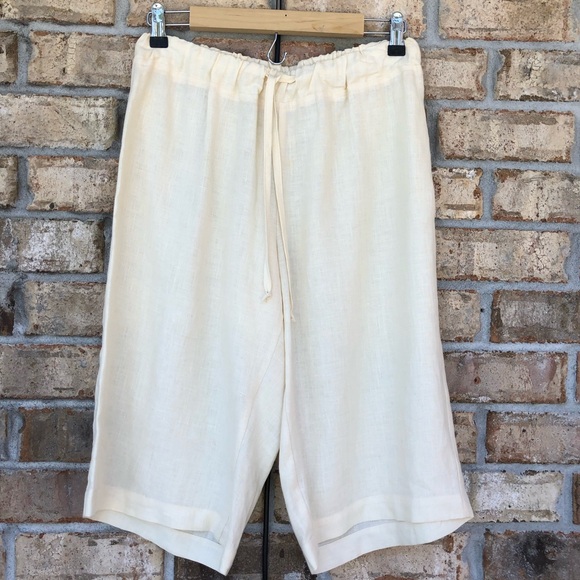 Central Falls Made USA Linen Light Ivory Set Of Buttoned Jacket & Capri Pants M - Picture 8 of 15